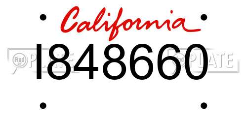 I848660 California License Plate