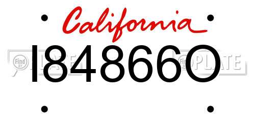 I84866O California License Plate