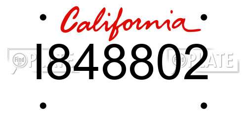 I848802 California License Plate
