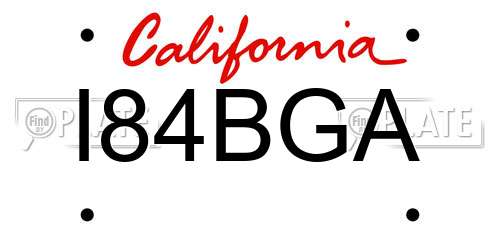 I84BGA California License Plate