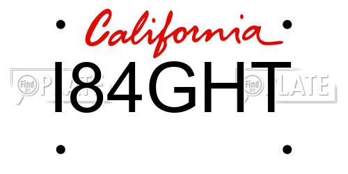 I84GHT California License Plate