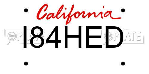 I84HED California License Plate