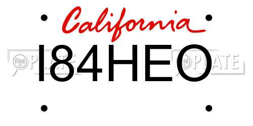 I84HEO California License Plate