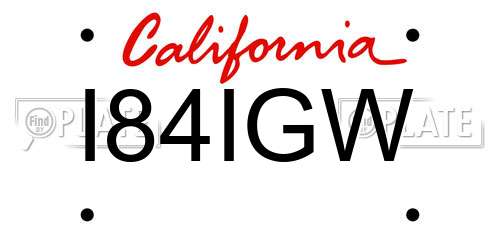 I84IGW California License Plate