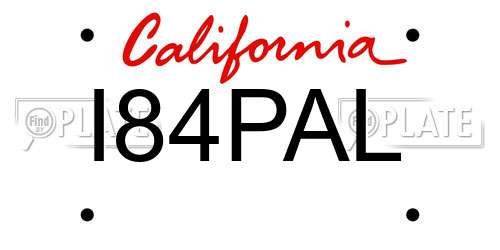 I84PAL California License Plate
