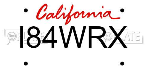 I84WRX California License Plate