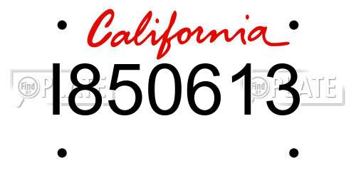 I850613 California License Plate