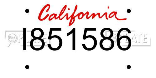 I851586 California License Plate