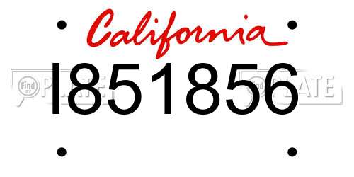 I851856 California License Plate