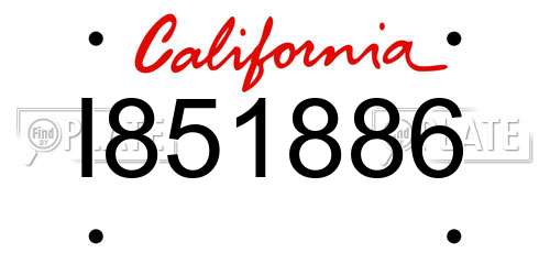 I851886 California License Plate
