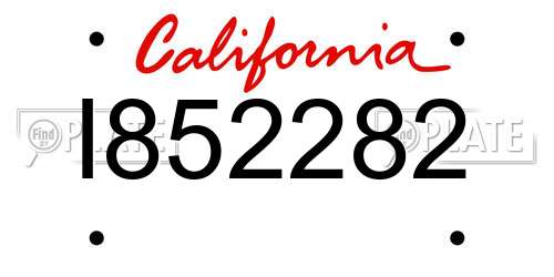 I852282 California License Plate