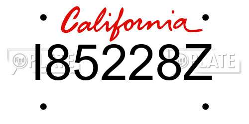 I85228Z California License Plate