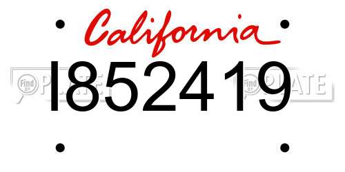 I852419 California License Plate