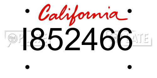 I852466 California License Plate