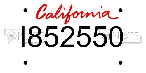 I852550 California License Plate