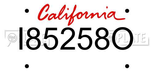I85258O California License Plate