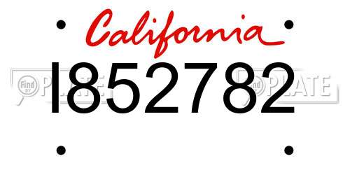 I852782 California License Plate