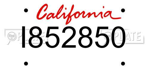 I852850 California License Plate