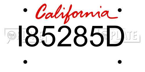 I85285D California License Plate