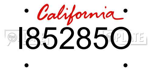 I85285O California License Plate