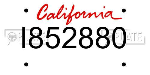 I852880 California License Plate