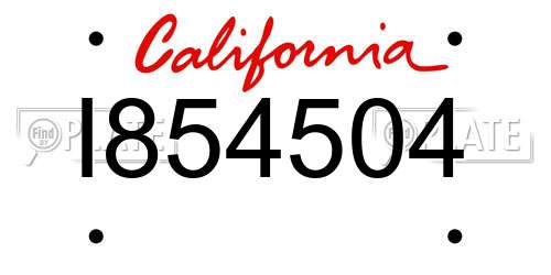 I854504 California License Plate