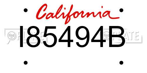 I85494B California License Plate