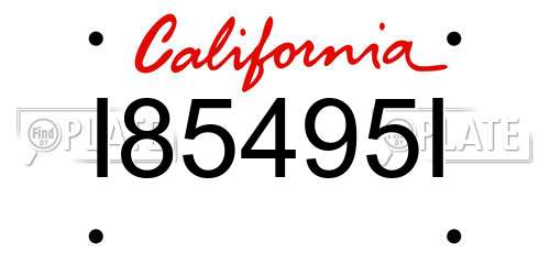I85495I California License Plate