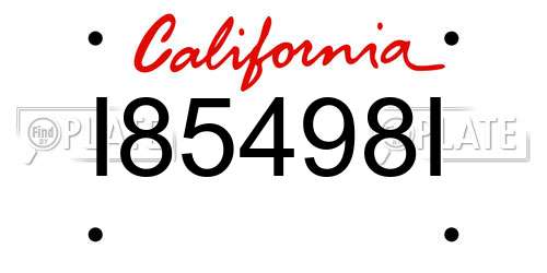 I85498I California License Plate