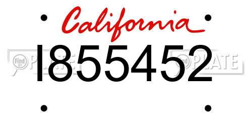 I855452 California License Plate