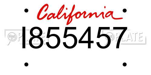 I855457 California License Plate