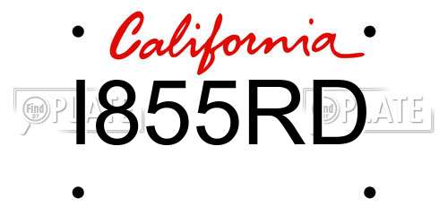 I855RD California License Plate