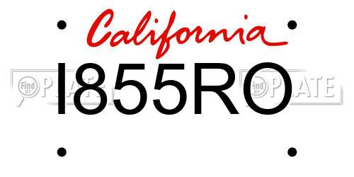 I855RO California License Plate