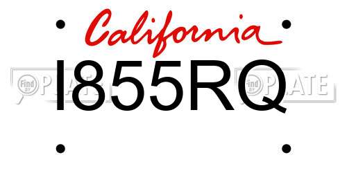 I855RQ California License Plate