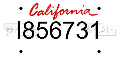 I856731 California License Plate