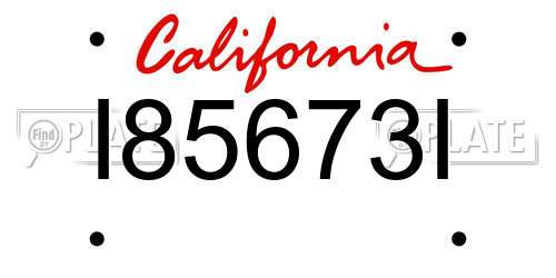 I85673I California License Plate