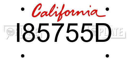 I85755D California License Plate