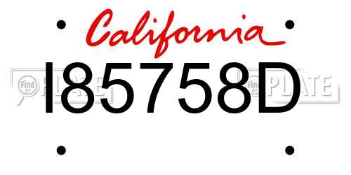 I85758D California License Plate