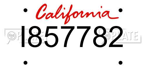 I857782 California License Plate