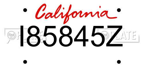 I85845Z California License Plate