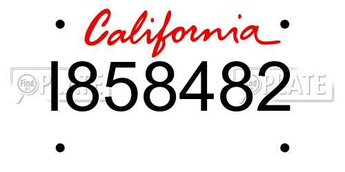 I858482 California License Plate