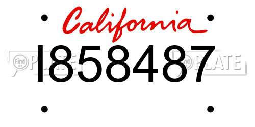 I858487 California License Plate