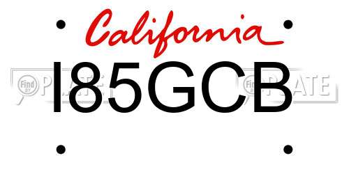 I85GCB California License Plate