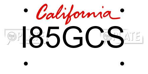 I85GCS California License Plate