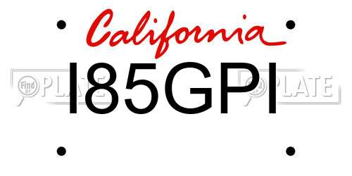 I85GPI California License Plate