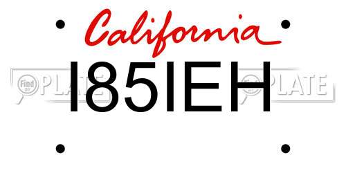 I85IEH California License Plate