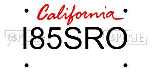 I85SRO California License Plate
