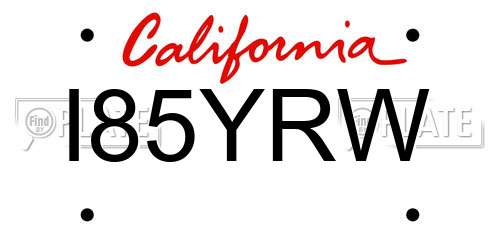 I85YRW California License Plate