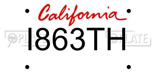I863TH California License Plate
