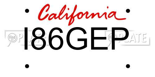 I86GEP California License Plate